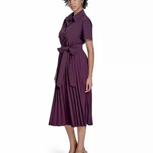 Calvin Klein Women's Short-Sleeve Pleated-Skirt Midi Dress - Size 12